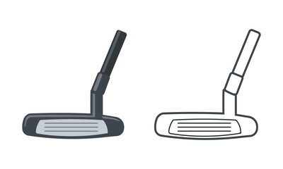Golf Putter Face Icon Flat & Line Style Golf Club Vector