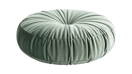 Minimalist Round Sage Green Pleated Cushion Product Shot isolated PNG with Transparent Background
