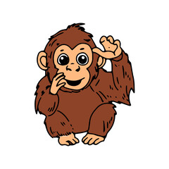 Obraz premium Cartoon baby orangutan borneo from sumatra indonesia. vector illustration