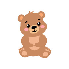 Obraz premium Cute brown teddy bear cartoon holding a heart isolated vector illustration for children