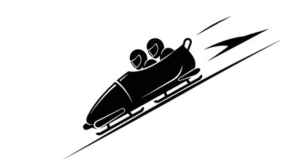 Two people riding bobsled fast. © Joko santoso