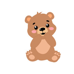 Fototapeta premium Cute brown teddy bear sitting with heart