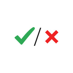 Clear visual guide for indicating correct or incorrect status, presenting a green tick mark for confirmation and a red cross for denial, ideal for user interfaces and feedback systems