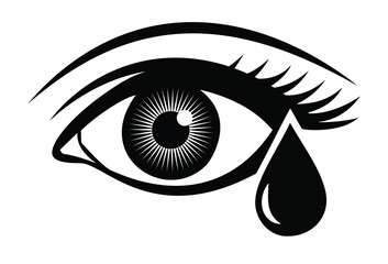 Human eye icon with a single teardrop for emotional wellness mental health awareness expressive art and grief counseling graphics