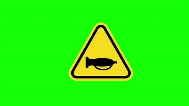 Yellow Triangle Warning No Honking Prohibited Caution Sign Loop Animation with Alpha Channel