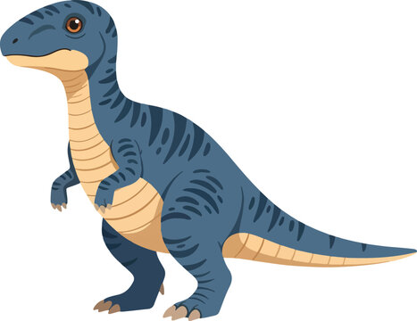 Blue cartoon theropod dinosaur illustration on white background