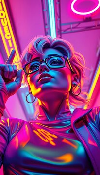 Dreamy pastel pop hero, low angle, empowering message, retro comic art,  graphic,  vintage