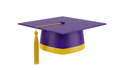 Purple Graduation Cap with Gold Tassel and Band