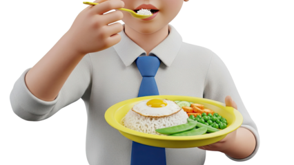 Cartoon Boy Eating a Meal
