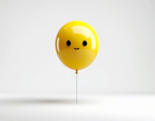 Yellow character balloon with cute face on white background