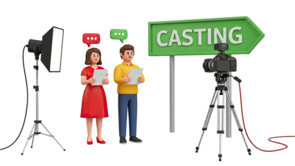 3D Casting Call with Actors, Camera, and Lighting