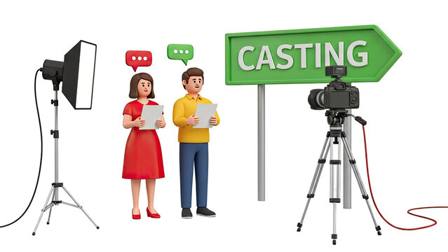3D Casting Call with Actors, Camera, and Lighting