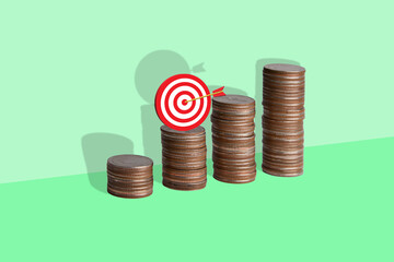 financial target coin growth investment goal profit strategy success concept