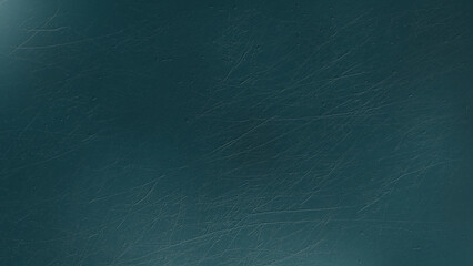 無機質な、金属や塗装されたボード・板の表面に引っかき傷や小さなクレーター・打痕などの凹凸のある傷や跡があるイメージのグランジ系の画像素材　背景・テクスチャー　16:9・8K UHDサイズ（7680 x 4320）　青緑・ブルーグリーン・グリーンブルー・ダークシアン