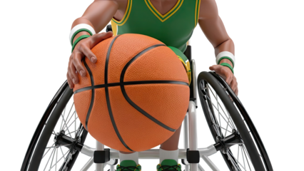 Wheelchair Basketball Player Holding Ball