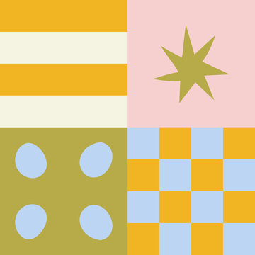 Retro Abstract Patch Pattern in Pastel Tones
