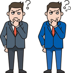 Fototapeta premium Businessman Problem Solving Business Character, Thinking Creative Solution Concept, Flat Cartoon Illustration Style