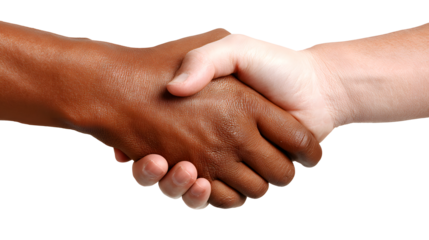Close-up of shaking hands, on transparent background

