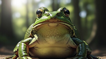 Green Frog in Forest Environment
