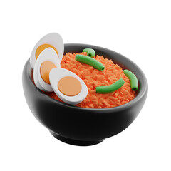 Fried rice with egg 3d illustration