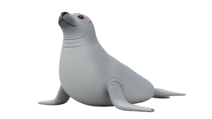 3D Render of a Gray Seal with Red Eyes