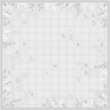 Soft pastel floral frame background with delicate leaves and subtle geometric pattern, elegant romantic botanical border design for wedding invitation, feminine stationery, luxury wallpaper, and vinta