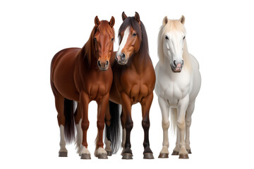 Obraz premium Group of beautiful horses isolated on transparent background
