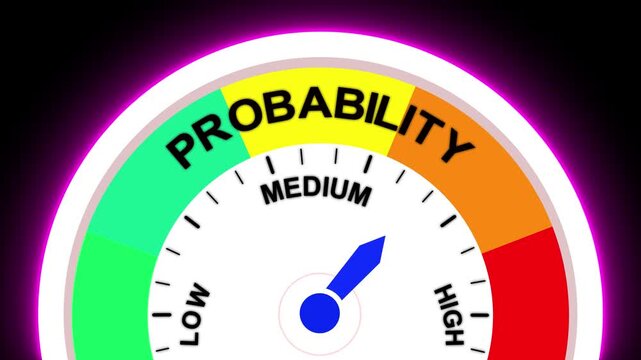 Probability meter showing medium level gauge indicator meter measurement.