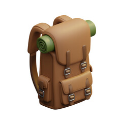 Backpack with Sleeping Bag 3d illustration