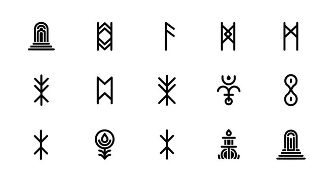 Mystical ancient symbols and runes for spiritual design projects, offering a unique connection to history and esoteric knowledge.