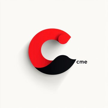 red and black abstract letter c design with a small red circle above and the letters cme in black on a white background