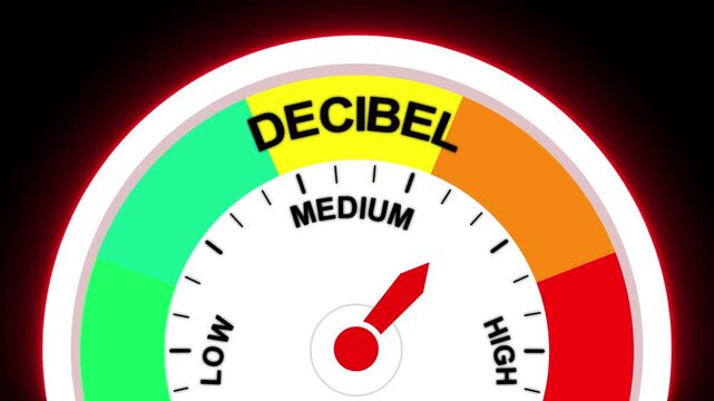 Decibel meter showing medium level gauge indicator meter measurement.