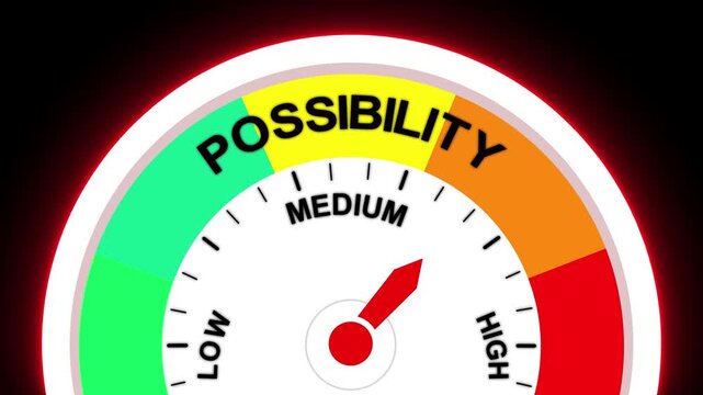 Possibility meter showing medium level gauge indicator meter measurement.