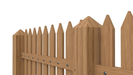Wooden Picket Fence with Pointed Tops