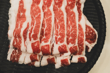 Premium Rare Slices pork with high marbled texture for hot pots and Shabu.