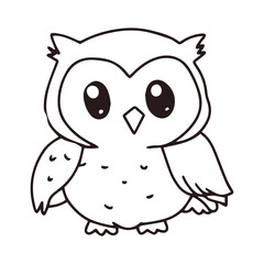 Fototapeta premium Black and white outline coloring for owl bird animal vector