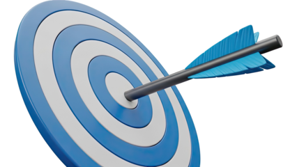 Arrow hitting bullseye on target