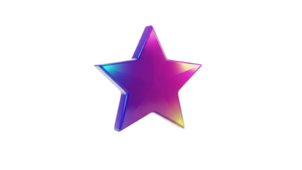 Holographic star shape isolated on transparent background