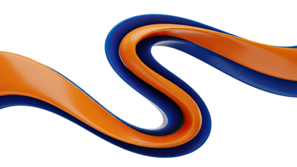 Wavy Orange and Blue Ribbons