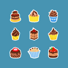 Cute Cartoon Cakes and Cupcakes Sticker Collection