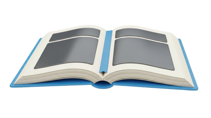 Open Book with Blank Photo Frames