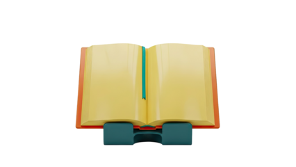 Open Book on Stand with Teal Bookmark
