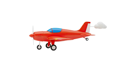 Cartoon Red Airplane with Cloud Tail