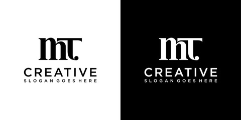 MT or TM initial letter logo design vector