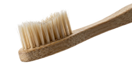 Bamboo Toothbrush Bristles Macro Isolated on White Eco Friendly