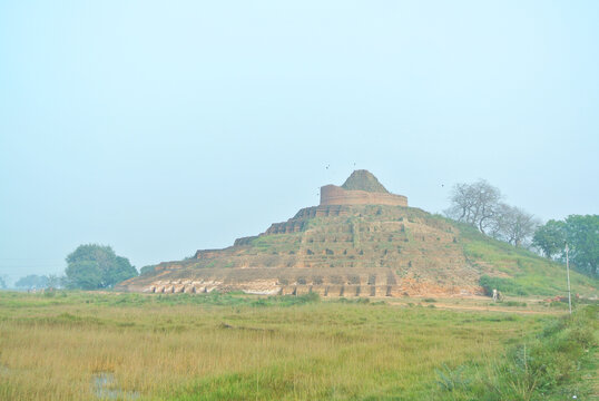 Kesariya Stupa, an ancient Buddhist monument located in the East Champaran district of Bihar India, It is considered the tallest Buddhist stupa in the world