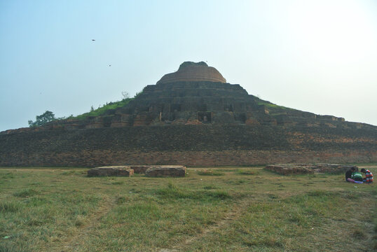 The Kesariya Stupa, a significant Buddhist monument located in Kesariya, Bihar India, The site is believed to be the place where the Buddha spent the last days of his journey life
