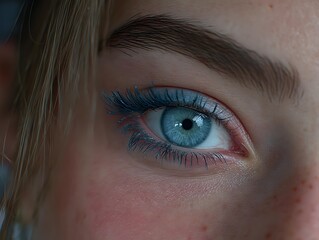 Obraz premium Human eye close-up showing sclera texture white background medical realism, Realistic Photo