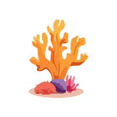 Obraz premium Vibrant isolated underwater coral reef element illustration, showcasing colorful marine life and aquatic beauty