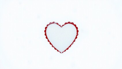 Red beaded heart on white background